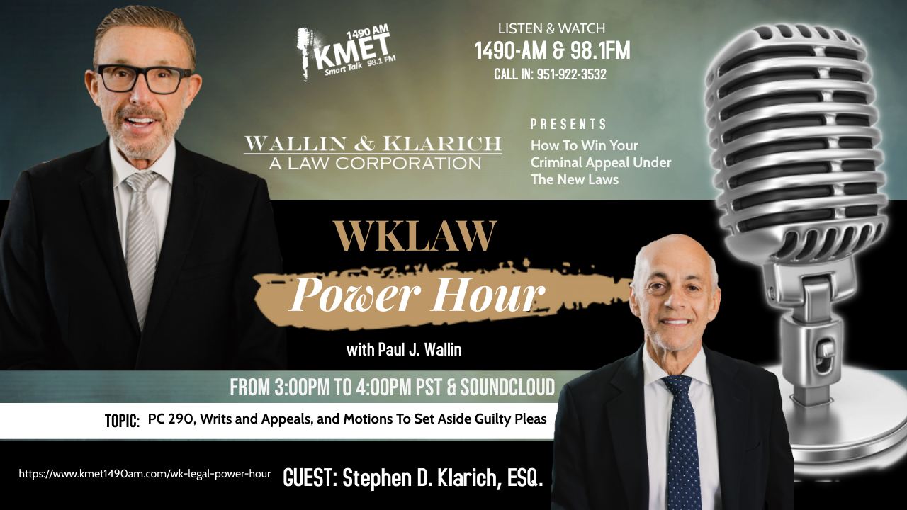 PC 290 CACI Hearings motions Wallin & Klarich Senior Partners