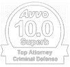 Avvo 10.0 Superb rating badge- Top Rated Attorney Criminal Defense